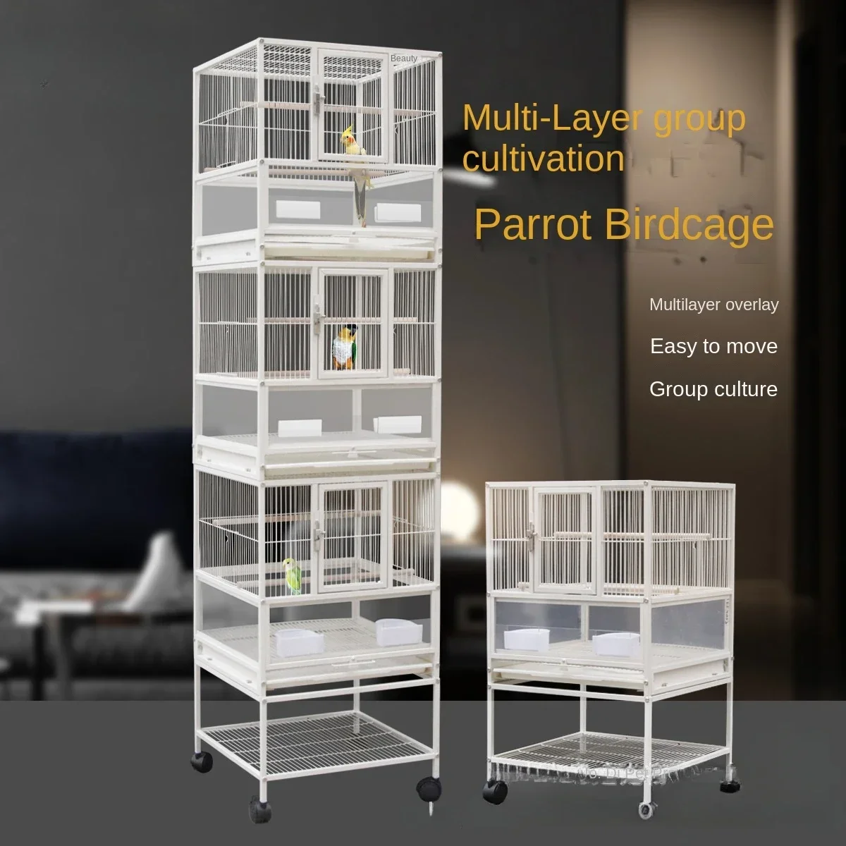 

Triple Bird Cage Parrot Cage Peony Villa Tigress Xuanfeng Space Extra Large Multi-layer Group Bird Cage