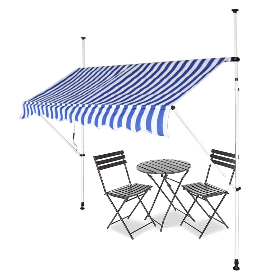 1.5M, 2m, 2.5m, 3m, 4m Outdoor Terrace Manual Retractable Awning Window Terrace Balcony Garden Striped Awning Awning