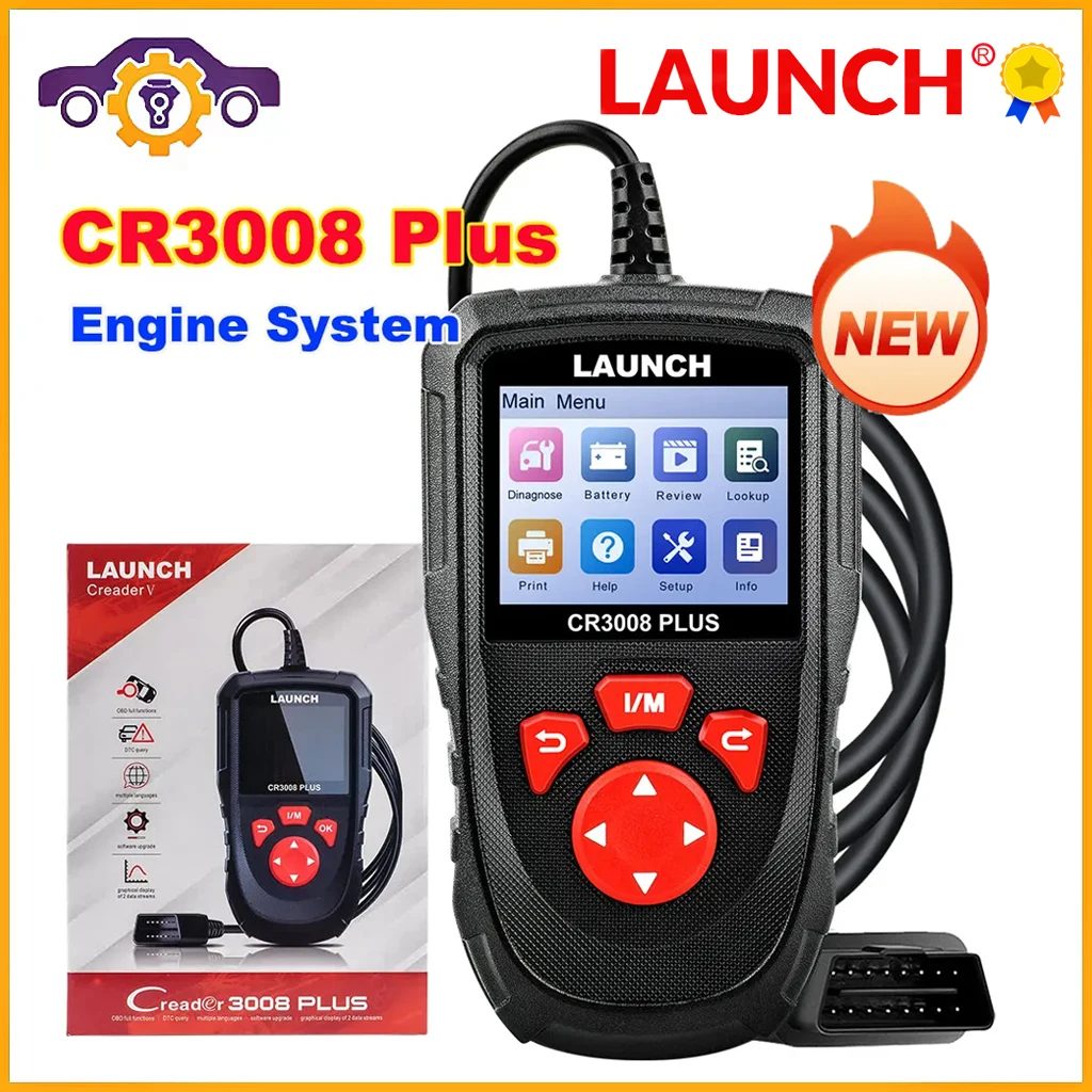 LAUNCH X431 CR3008 PLUS Full OBD2 Diagnostic Tools Car OBD OBD2 Automotive Scanner Check Engine Battery Free Update Online