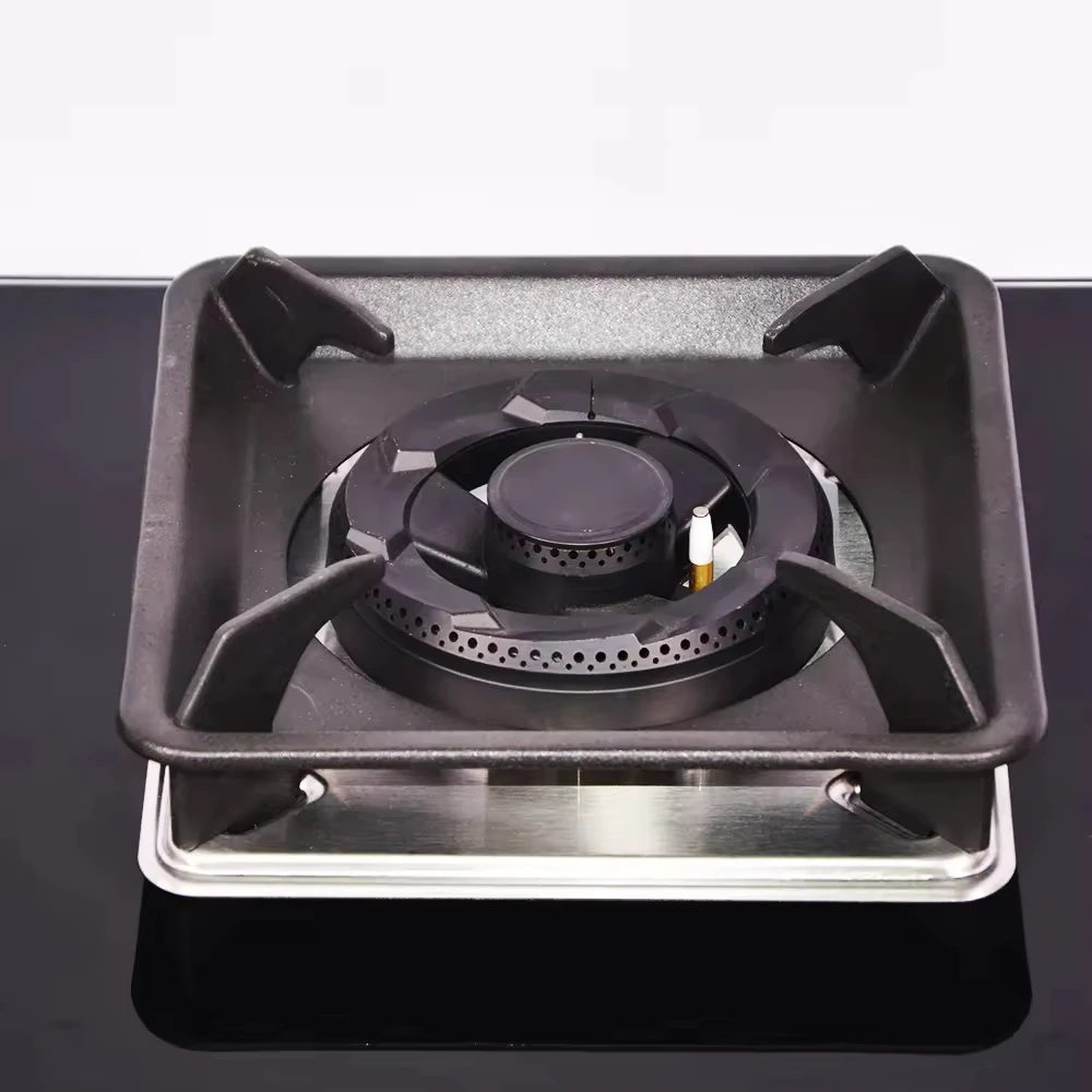 Cucina domestica Stufa a gas incorporata a 2 fuochi Piano cottura a gas a doppio piano cottura in vetro temperato