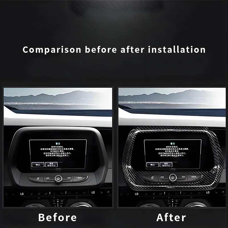 For Chevrolet Camaro Real Dry Carbon Fiber Center Navigation Bezel Button Sticker Interior modificatio navigation 2016 2023