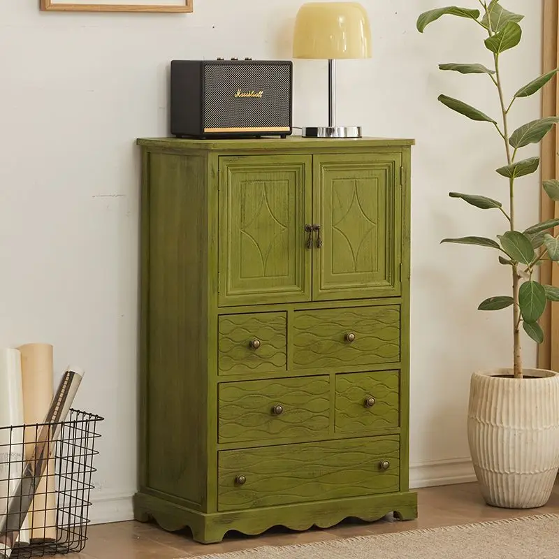 

Household American solid wood chest, living room wall locker, bedroom multi-layer retro storage cabinet
