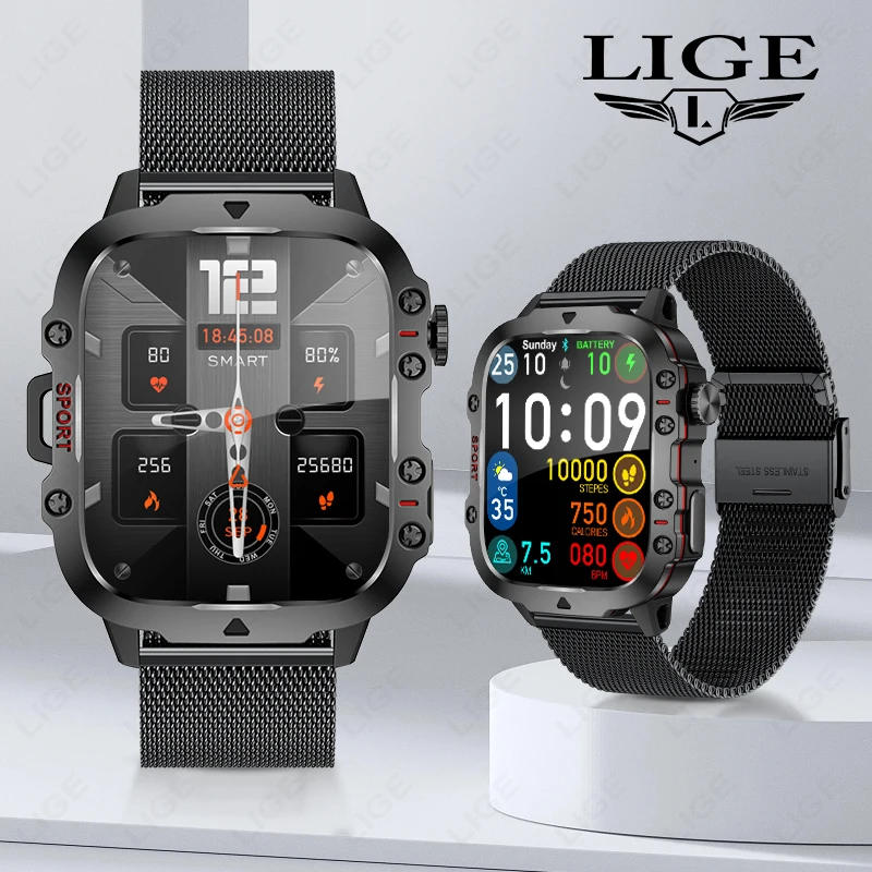 

LIGE Smart Watch Sports Fitness 24H Sleep Health Monitoring Blueteeth Call Voice Assistant Waterproof For Android IOS SmartWatch