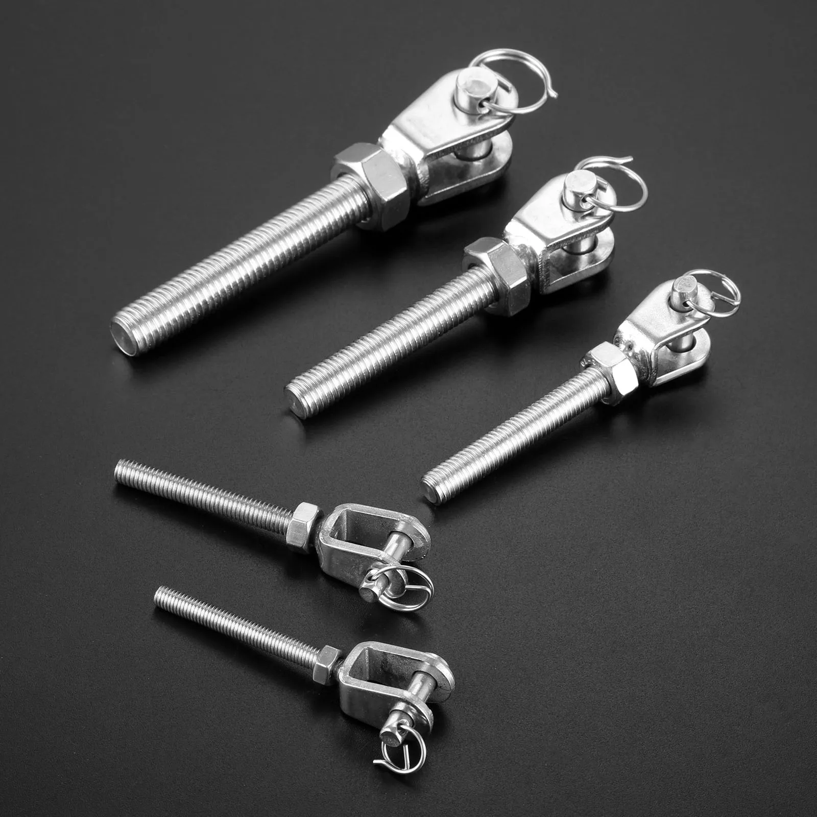 Marine Stainless Steel Jaw Open Bolt Nut Turnbuckle Rigging Screw Rowing Boats Rope Cable Length Tension Adjust M5 M6 M8 M10 M12