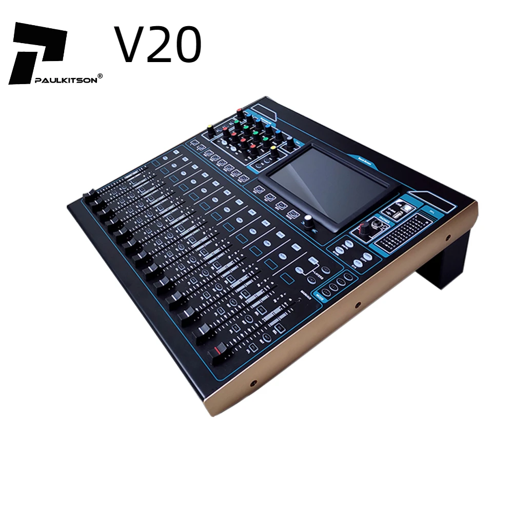 

Paulkison V20 Professional 20-Channel Digital Audio Console Mixer Multifunctional Inputs 55W Power 1 Year Warranty 20Hz-30kHz