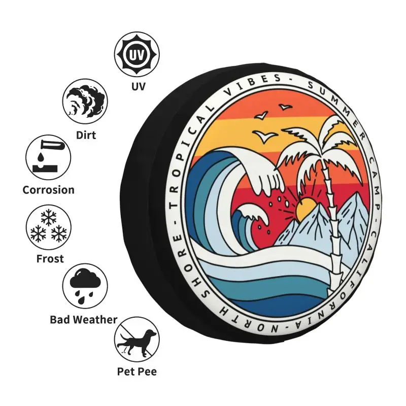 Custom California Beach Surfing Tire Cover 4WD 4x4 SUV Summer Surfer Spare Wheel Protector for Prado Pajero Jeep 14\