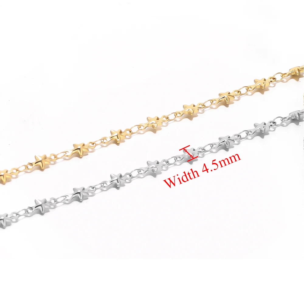 Semitree 1 Meter Stainless Steel Star Chains for DIY Jewelry Making Necklace Findings Handmade Bracelets Bulk Accessories