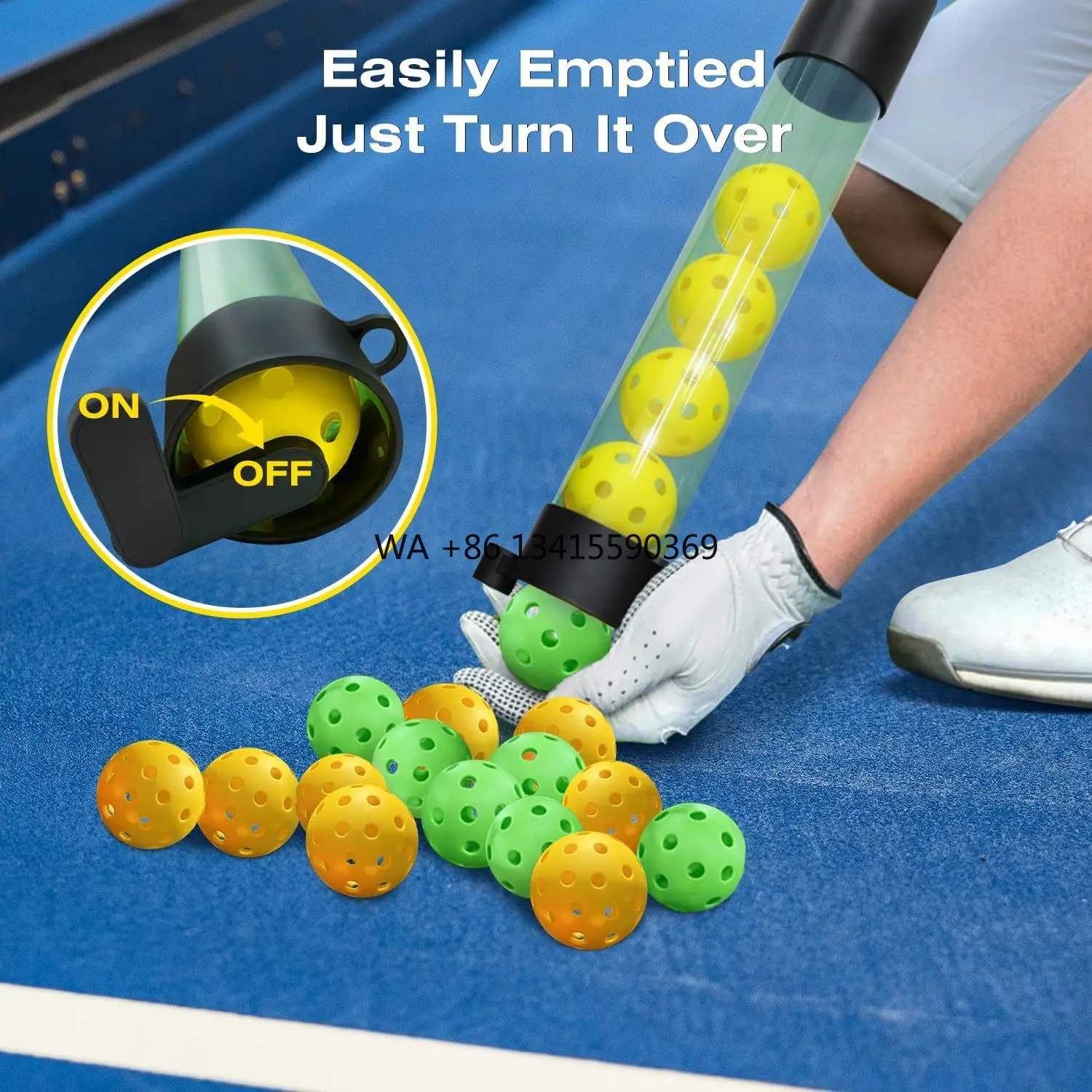 

Tennis Balls Picker Tube Bucket Pick up with Built-in Band Easy to Carry