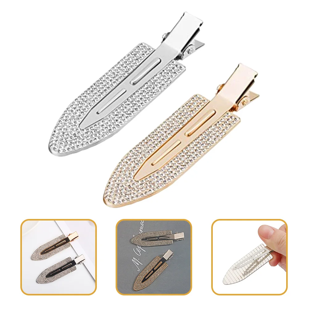 

2Pcs Sparkly Rhinestone Hair Clips No Crease No Bend for Styling Bangs Makeup Decor Hair Clips for Styling Sectioning