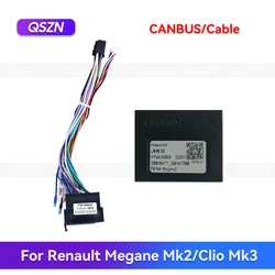 QSZN Car Radio Canbus Box Adaptor LN06.20 For RENAULT MEGANE 2/FLUENCE Clio Mk3 Kangoo trafic Mk2 X83 Power cable Android 2 Din