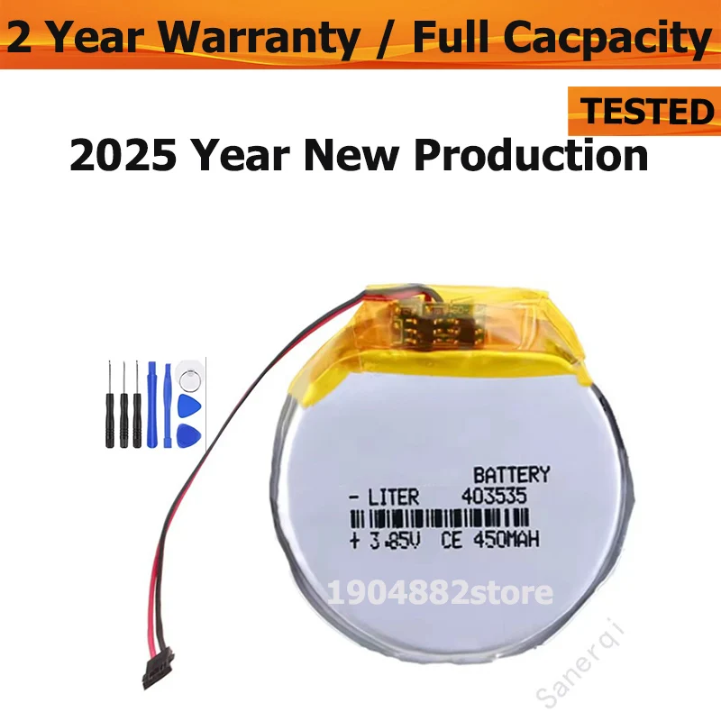 

Аккумулятор полной емкости для умных часов Finow x3 Finow x5 заменяет lem5 lem 5 3,7 В 3,85 В 403535 450 мАч круглый с инструментами