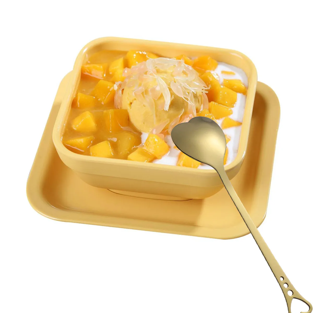 Stainless Steel Heart Shaped Spoon Gold Plated Thick Anti Rust Dessert Spoon Unique Charming Tableware Scoop for Home Restaurant