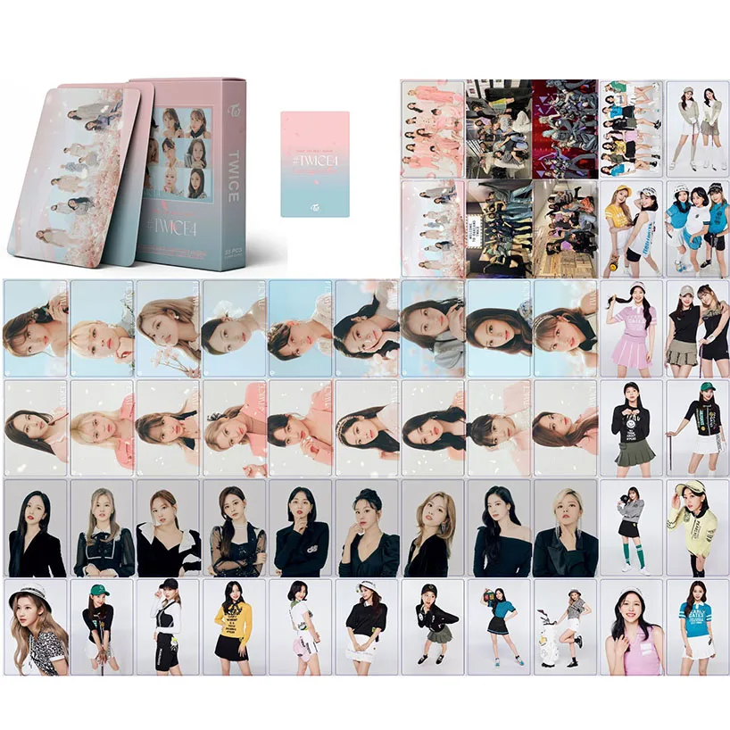 55Pcs/Set Kpop Photocards TWICE Stars Album Cute Lomo Cards Print HD TWICE4 Lomo Card Double Side Fans Gift Photocards