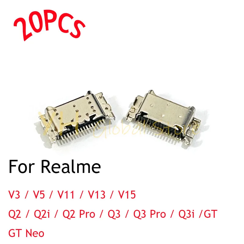 

20PCS For OPPO Realme V3 V5 V11 V13 V15 Q2 Q2i Q3 Pro Q3i GT NeoUSB Charging Port Dock Plug Connector Socket