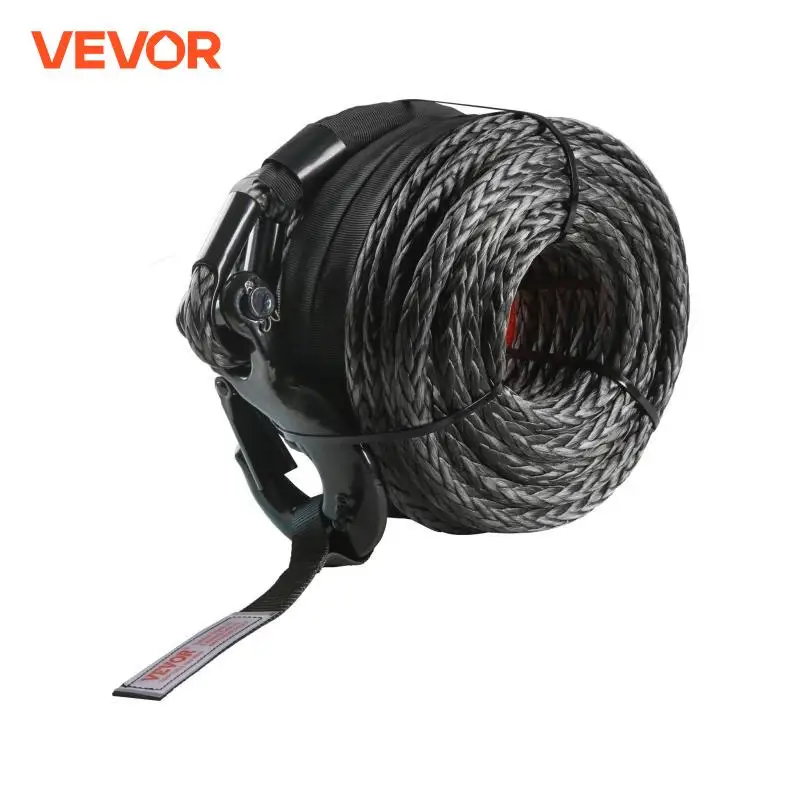 VEVOR 26500/32000 lbs Synthetic Winch Rope Truck Boat Replacement Line Cable Rope with Forged Hook ATV Car Outdoor Accessories