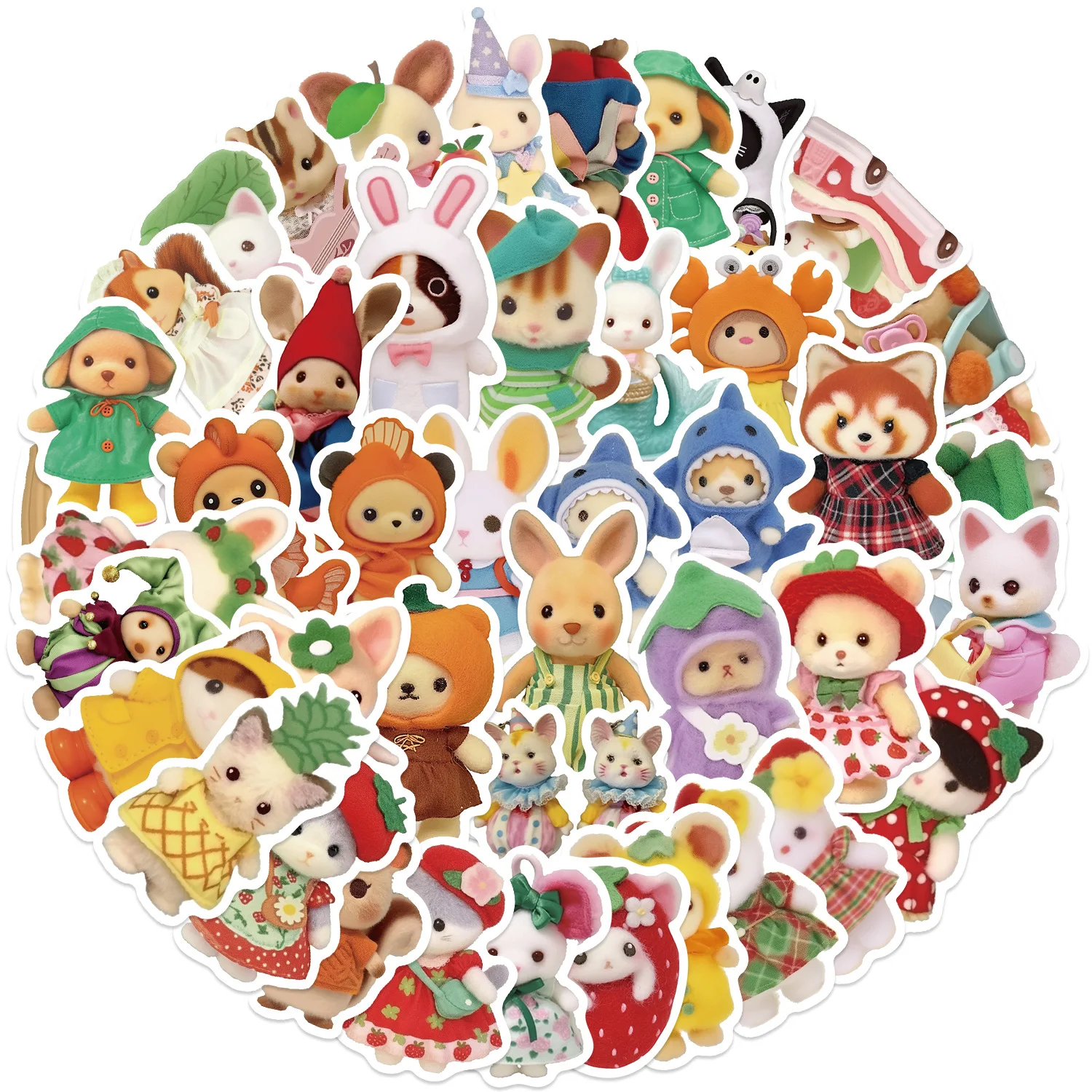 10/30/60PCS Fruit Critter Animal Stickers Kawaii Cartoon Sticker Cute Animal Decals Gift DIY Laptop Guitar Car Bike Kids Toys