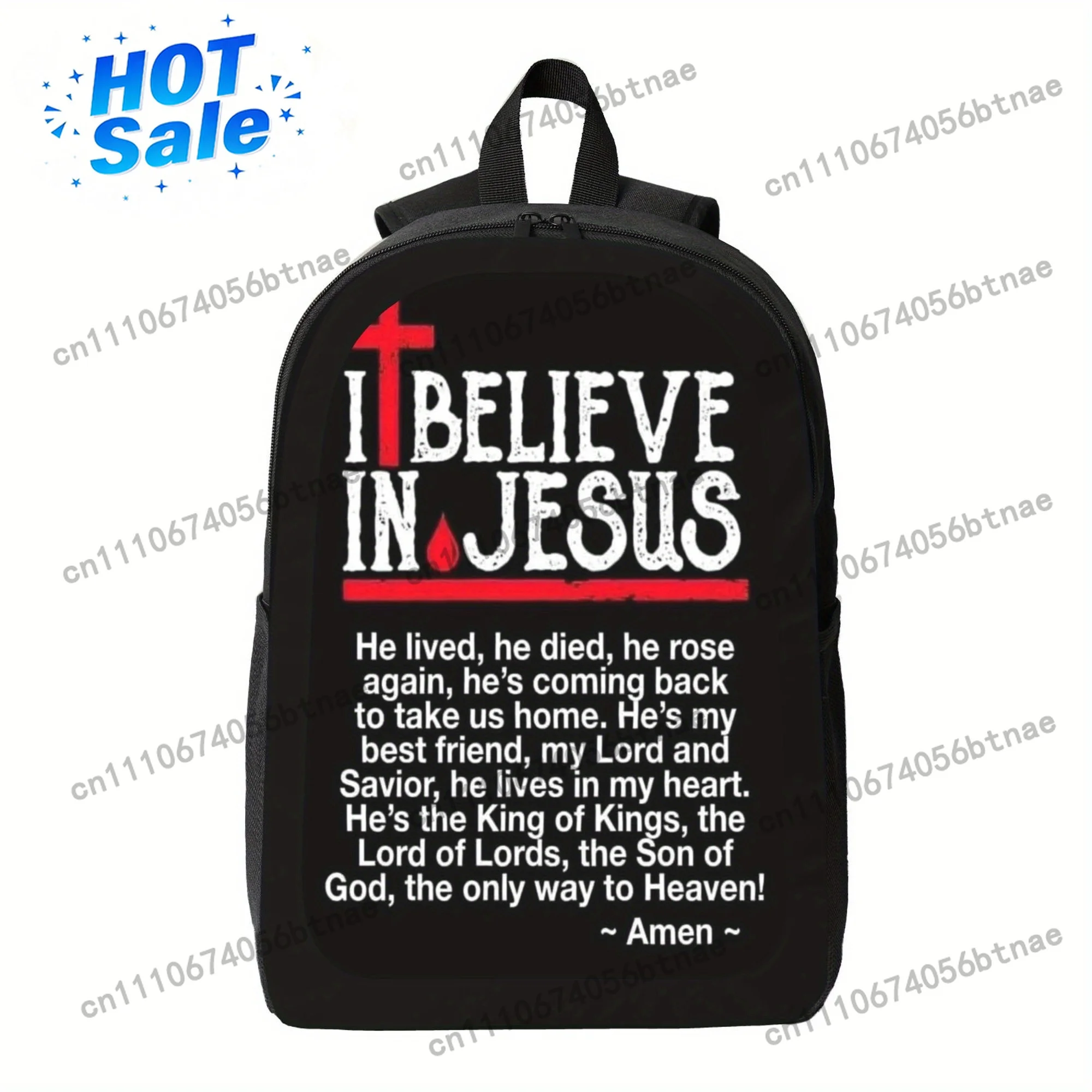 Christian Belief 'I Believe In ' Motivational Backpack | Practical Bag With Religious Quote, Sturdy Structure, Breathable Mesh,