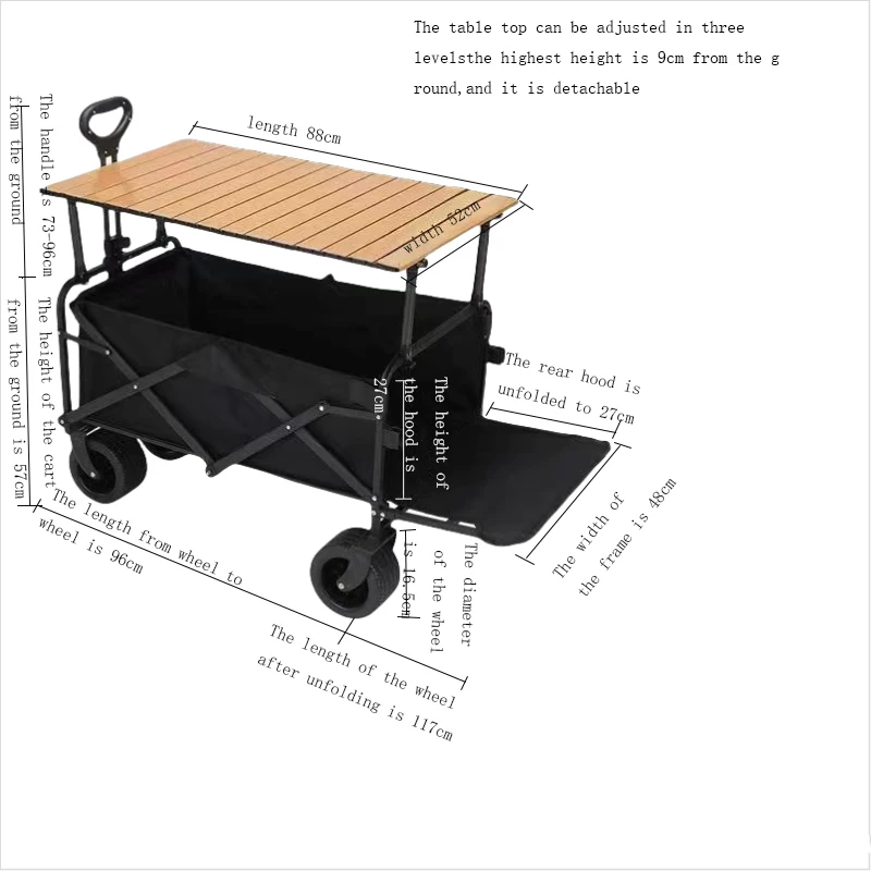 2024 Foldable Wagon With Large Capacity Collapsible Folding Utility Garden Cart With Big All-Terrain Wheels Drink Holders