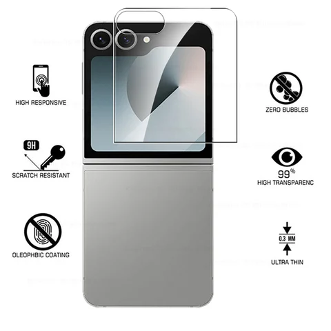 Z Flip 6 закаленное стекло для Samsung Galaxy Z Flip6 Стекло для объектива задней камеры 6 в 1 Защитная пленка для экрана с полным покрытием ZFlip 6 ZFlip6 5G