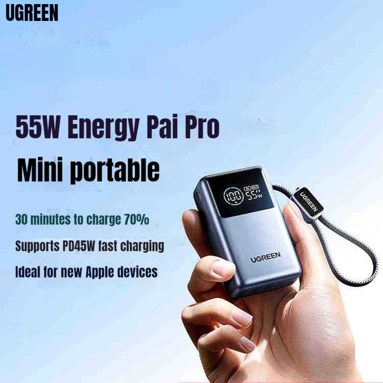 UGREEN Nexode Pro Series Power Bank Large Capacity Built-in 65CM Cable Mobile Power TFT Screen Digital Display 100W/130W 165W