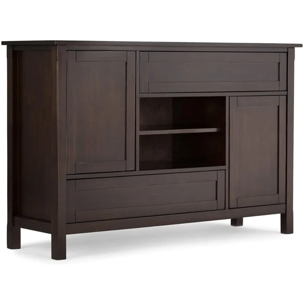 

SIMPLIHOME Sidney SOLID WOOD 54 Inch Wide Contemporary TV Media Stand in Dark Chestnut Brown for TVs up to 60 Inches