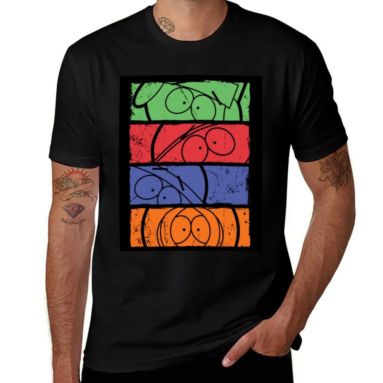 T-shirt à manches courtes pour hommes, grande taille, avec affiche South Park Minimal Faces