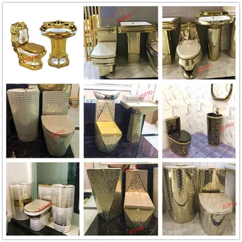 سعر البيع المباشر الأدوات الصحية الهندسية الحمام المراحيض الفاخرة قطعة واحدة مرحاض ذهبي اللون