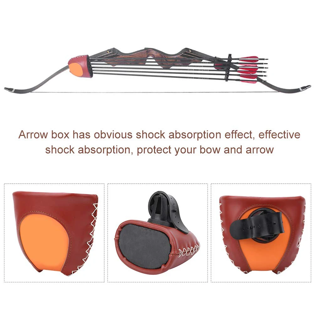 Archery Arrow Quiver Longbow Leather Slide on Quiver Holder 4/6-Arrows,Quick Disconnect Release Recurve Bow Arrow Case F Outdoor