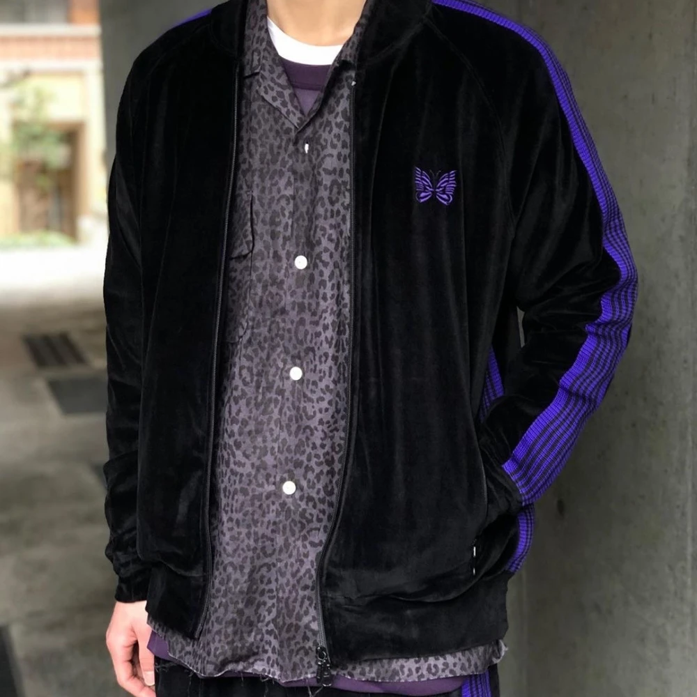 

Needles ssz track butterfly velvet jacket Japanese retro striped woven strap casual sports jacket top for men