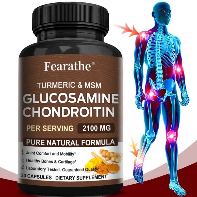 Glucosamine Chondroitin MSM Capsules 2100mg, Support Joint Mobility, Cartilage Flexibility Health, Back & Knee Comfort