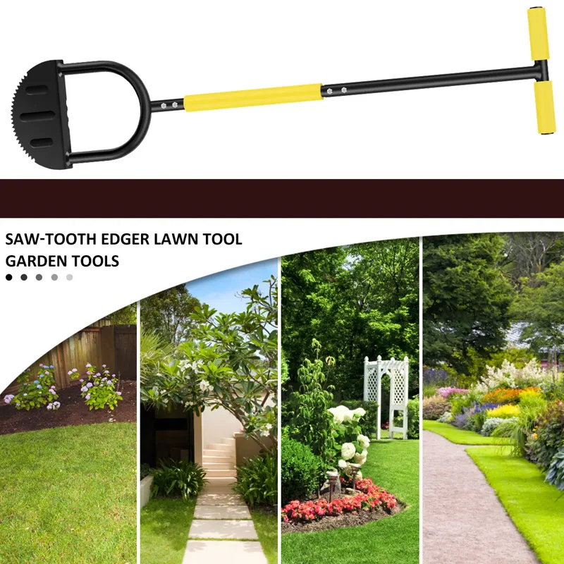 

Serrated Grass Saw Cutter with T-Grip Half Moon Manual Lawn Edger Multifunctional Reinforced Gardening for Courtyards Driveways