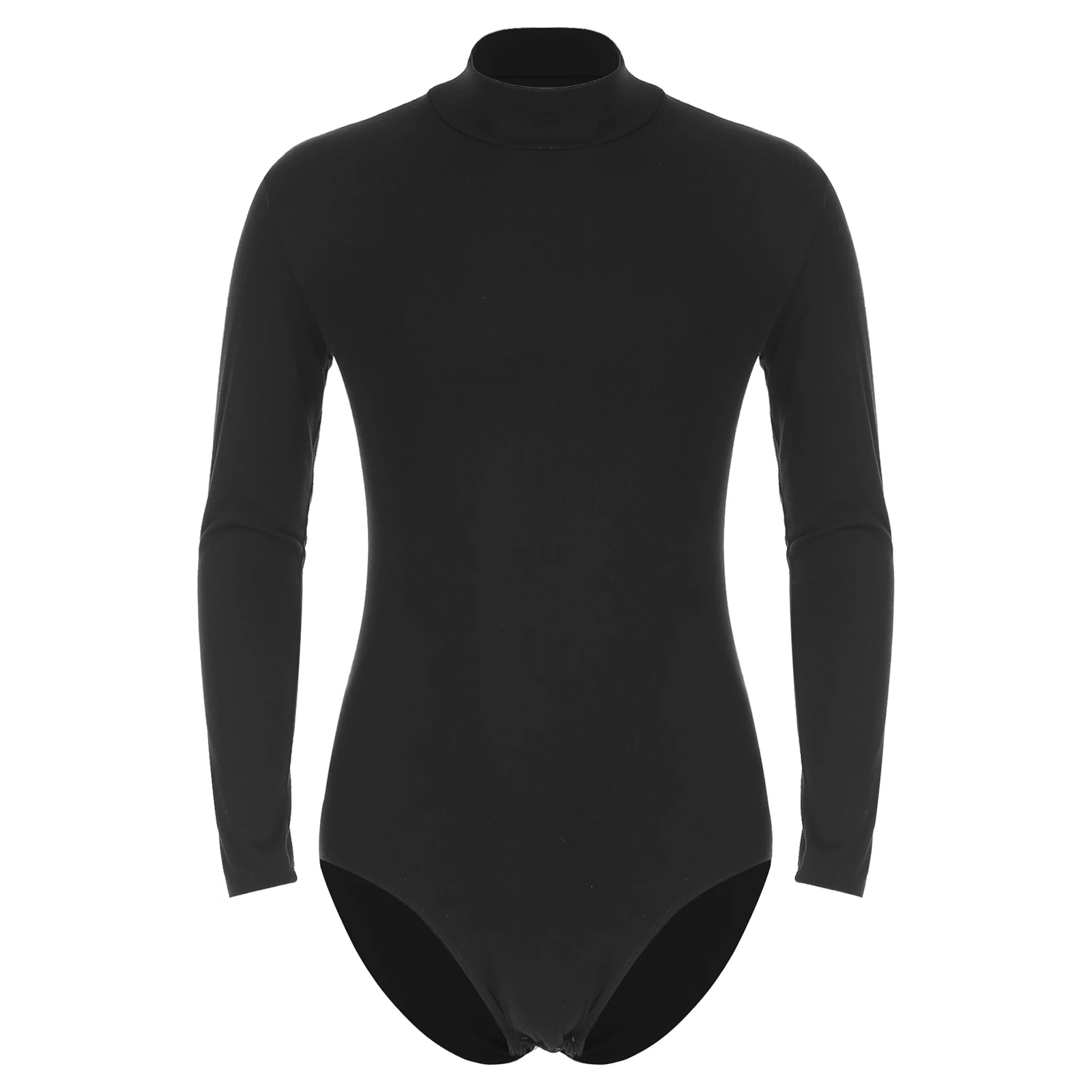 Men One-piece Undershirt Long Sleeve Mock Neck Button Crotch Bodysuits Sexy Pajamas Romper Fitness Casual Men Body Suit Leotard