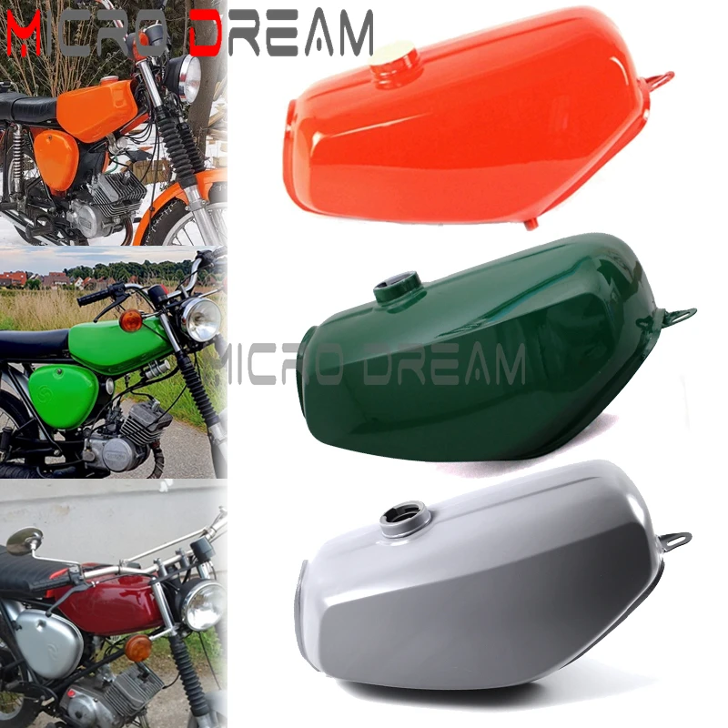 3Colors Motorcycle Banana Shape Oil Tank Dark Green / Orange / Grey Classic Vintage Gas Fuel Tank 190830 For Simson S50 S51 S70