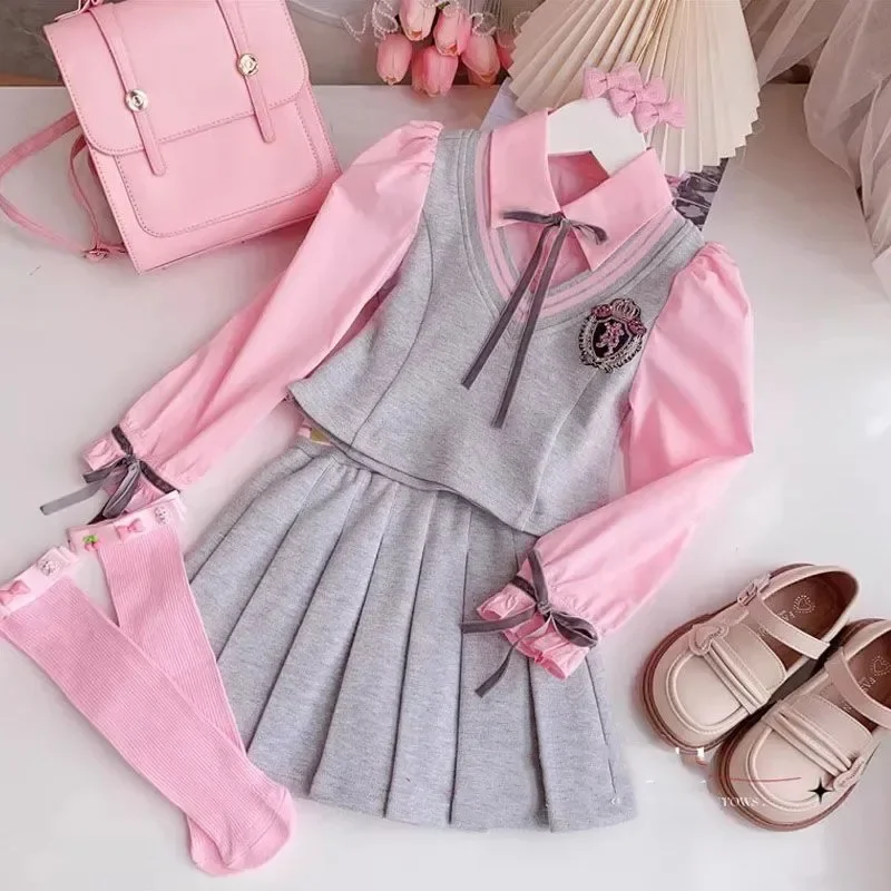 

New Girls Autumn Clothes Set Children's Spring and Autumn Children's Clothes 110-170cm Medium and Large Children's Tops & Skirts