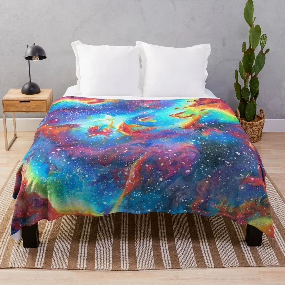 

Space Nebula with Vibrant Colors Throw Blanket Multi Purpose Soft Warm Blanket for Home Travel
