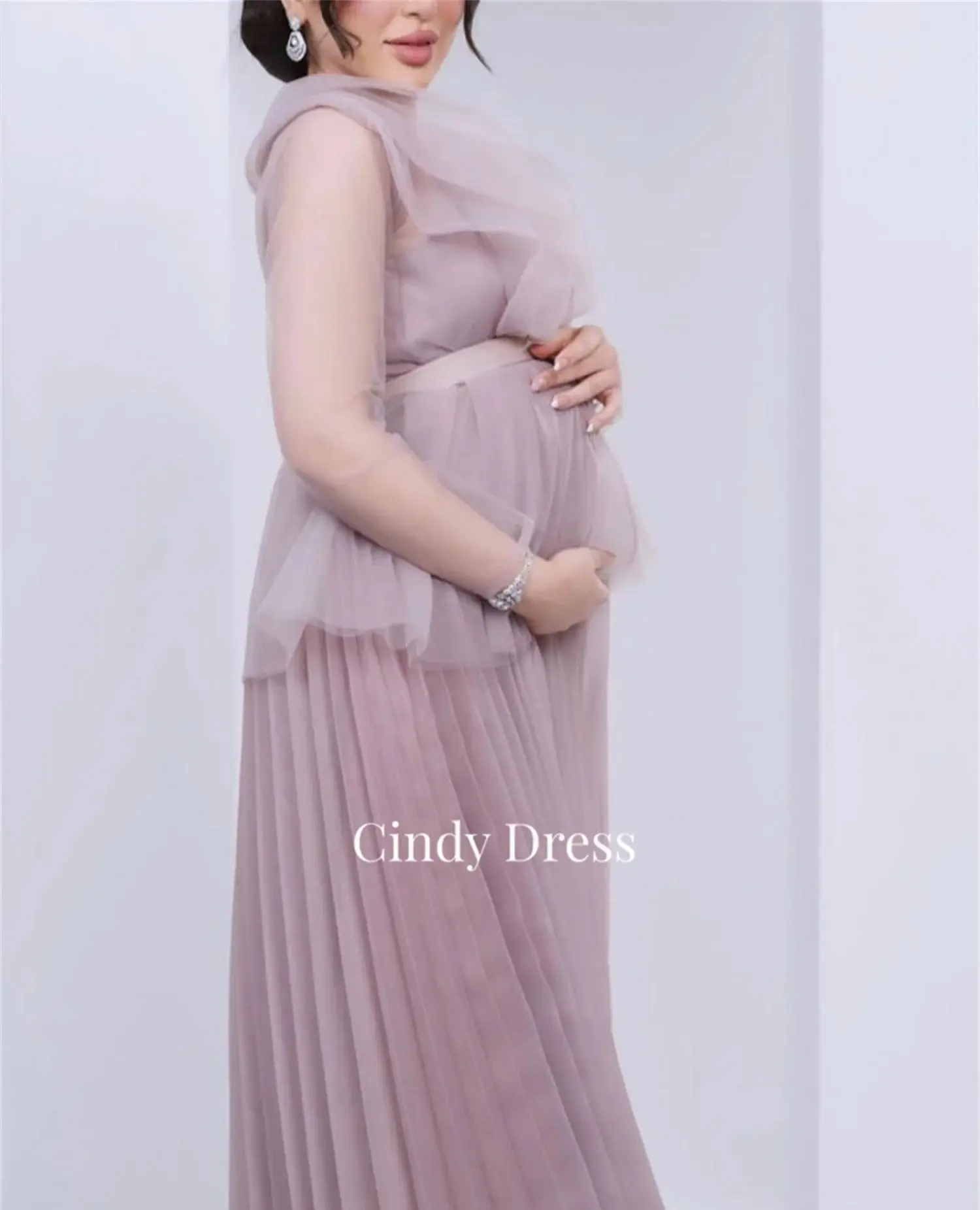 Luxurious Women\'s Evening Dresses Luxury Customized Pink Pregnant Woman Photo Shoot Graduation Dress Eid Al-fitr Grace Prom Gala