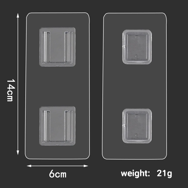 양면 접착 벽 후크 버클 옵션 스티커 후크 프리 펀치 투명 다목적 방수 홈 스토리지, 1 쌍