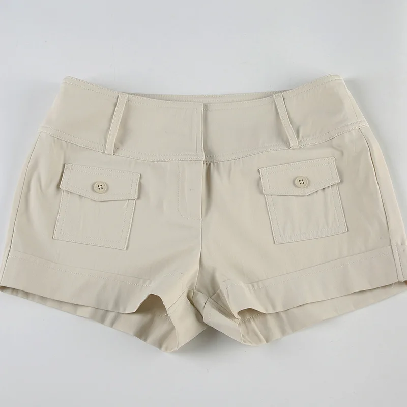 

Женские шорты карго цвета хаки, тканые, с низкой посадкой, с карманами, облегающие, повседневные, спортивные, новинка лета 2026