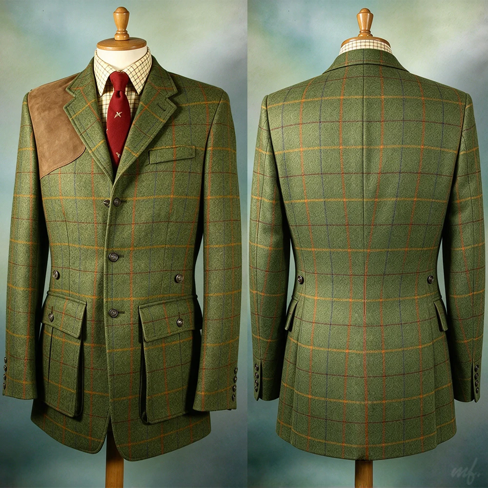 Classic Plaid Men's Wedding Suit Blazers Notched Lapel Tuxedos Single Breasted Jacket For Male Groom Wear Only Coat Customized