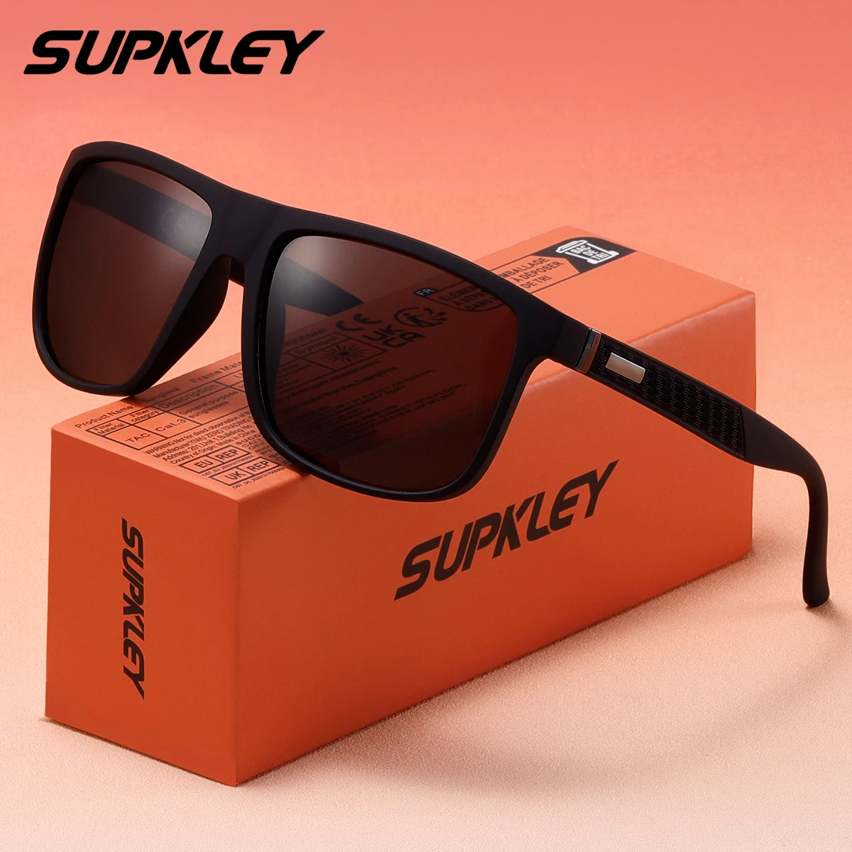 

SUPKLEY Минималистичные поляризационные солнцезащитные очки для ПК в квадратной оправе, легкие, удобные, UV400, уменьшающие блики, унисекс, для вождения, рыбалки