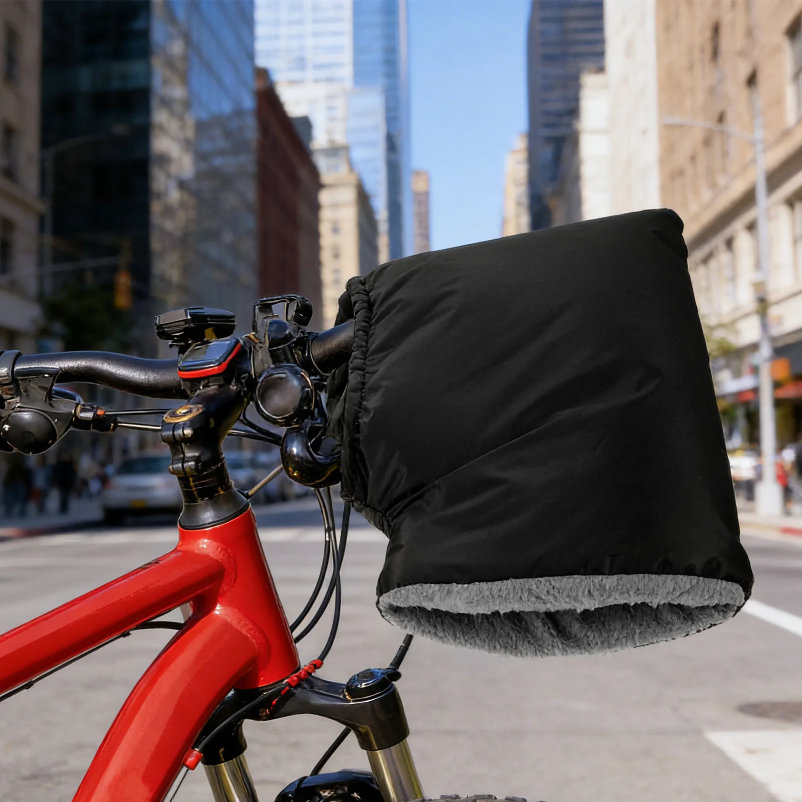 

1 пара варежек на руль для зимней езды на велосипеде, теплые ветрозащитные велосипедные перчатки, высокая эластичность, крепление для дорожного горного велосипеда