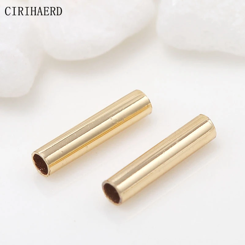 14K Gold Plated Brass Metal Positioning Copper Tubes DIY Handmade Jewelry Accessories Materials Straight Pipe Findings Wholesale