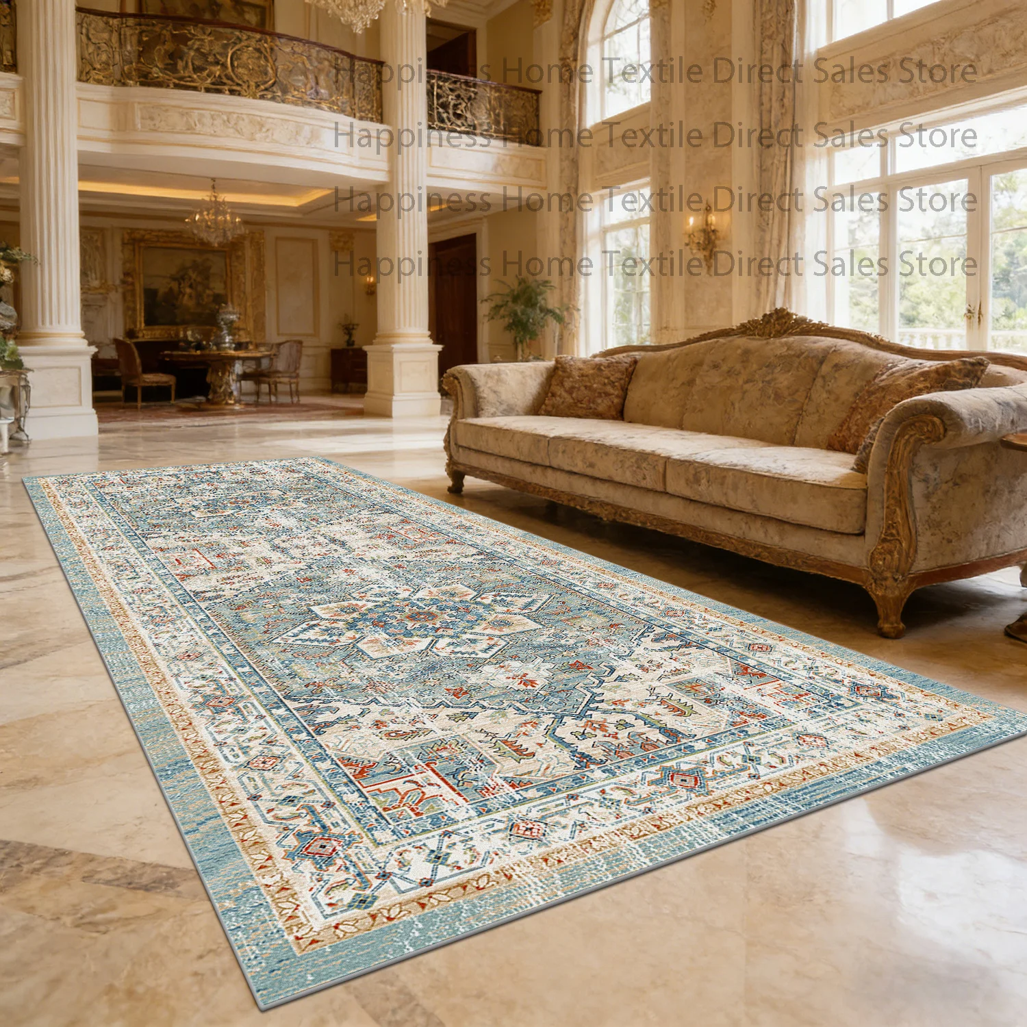 Persian Retro Living Room Luxury Carpet Decoration Bedroom Machine Washable Antiskid High-end Rug Short Velvet Soft Kitchen Mat