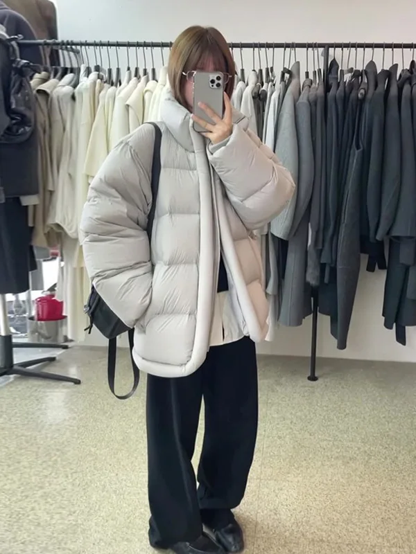 

Модная женская зимняя куртка в корейском стиле с воротником-стойкой, легкая, хлопковая, однотонная, теплая, стильная, трендовая