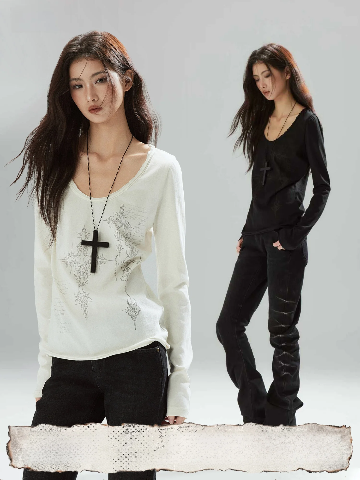 

Низкий пиксель, двойной цвет, большая круглая длинная футболка с принтом Ne, свободная трикотажная футболка Lazy Sle Top Street Faion, смесь хлопка