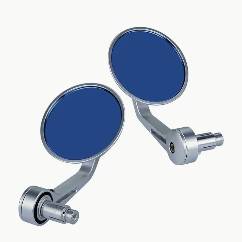 مرايا الرؤية الخلفية الشاملة لنهاية شريط الدراجات النارية ، مرآة الرؤية الخلفية الجانبية ، مقبض CNC الفضي ، مناسب لكاواساكي ، هوندا ، دراجات سوزوكي ، 22: 50 #4