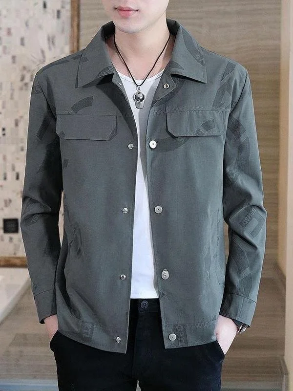 

Мужская повседневная тонкая куртка в корейском стиле с V-образным вырезом, универсальный топ для весны и осени, дышащая приталенная куртка для бизнеса