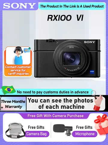 Sony DSC-RX100 VI RX10 III IV RX1R II 휴대용 소형 카드 디지털 카메라 광학 줌 렌즈 4K 비디오 카메라 RX100M6 RX10M4(중고)