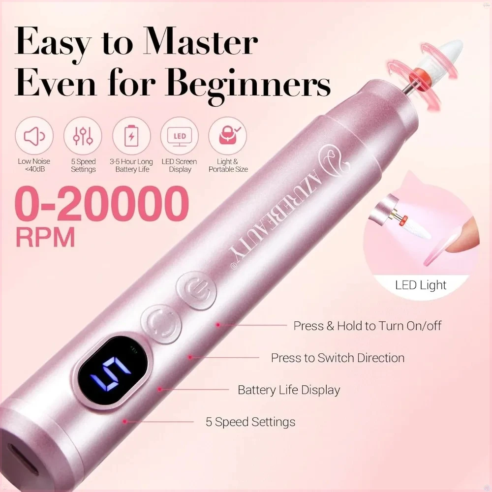 Kit per unghie in polvere con trapano elettrico per unghie, 24 colori Kit per polvere per unghie con glitter rosa nudo Set essenziale per manicure francese per nail art