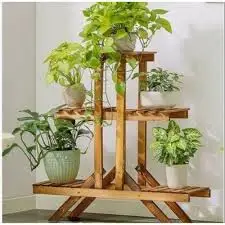 Support de plantes en bois à 3 niveaux T1, support de pots de fleurs multiples, présentoir de jardinière intérieure et extérieure pour la décoration de jardin